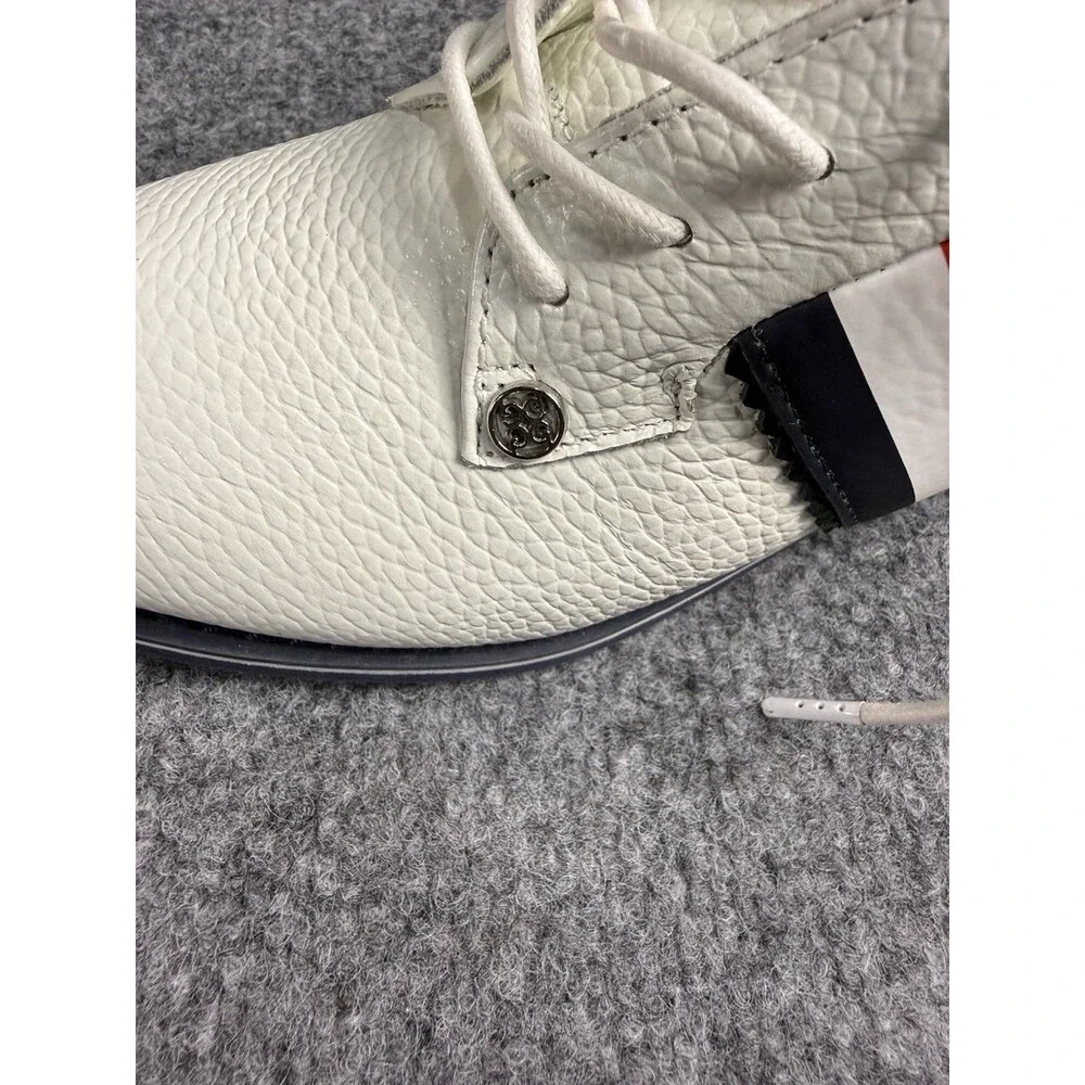 G/FORE G.112 Women’s Leather Saddle‑Stripe Golf Shoes–White/Navy/Red–Sz 5.5 New